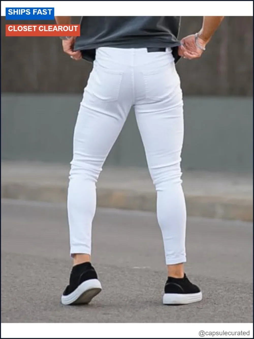 Slim Fit Skinny Stretch Denim Jeans with Ripped Distressed Detailing